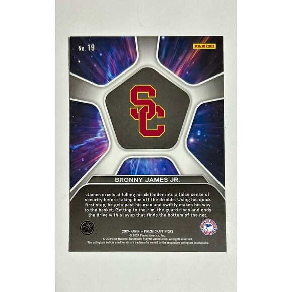 2024 Panini Prizm Draft Picks #19 Bronny James Jr. Deep Space Prizms Silver - Picture 2 of 2